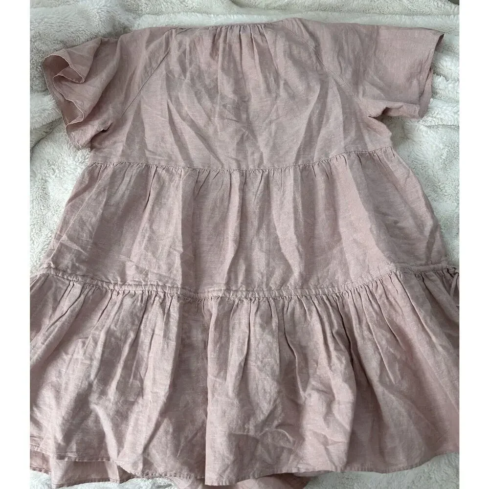 NWT Madewell Linen Blend Lorelei Mini Babydoll Dress Pink Women’s Size XXL - Picture 3 of 6
